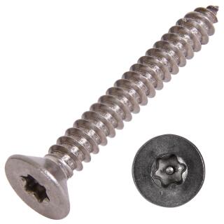 Senkkopf-Sicherheitsschrauben ähnl. DIN 7982 TX + Pin Edelstahl A2 Blechgewinde 5,5x25 100 Stück