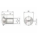 Hülsenmuttern Linsensenkkopf Schlitz Edelstahl A1 M 6x16 50 Stück